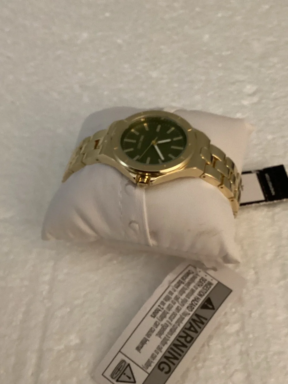Nine West Gold Tone Bracelet Watch with Green Face